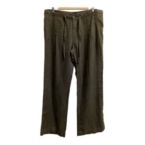 Sanctuary wide leg linen dark green pants size 32